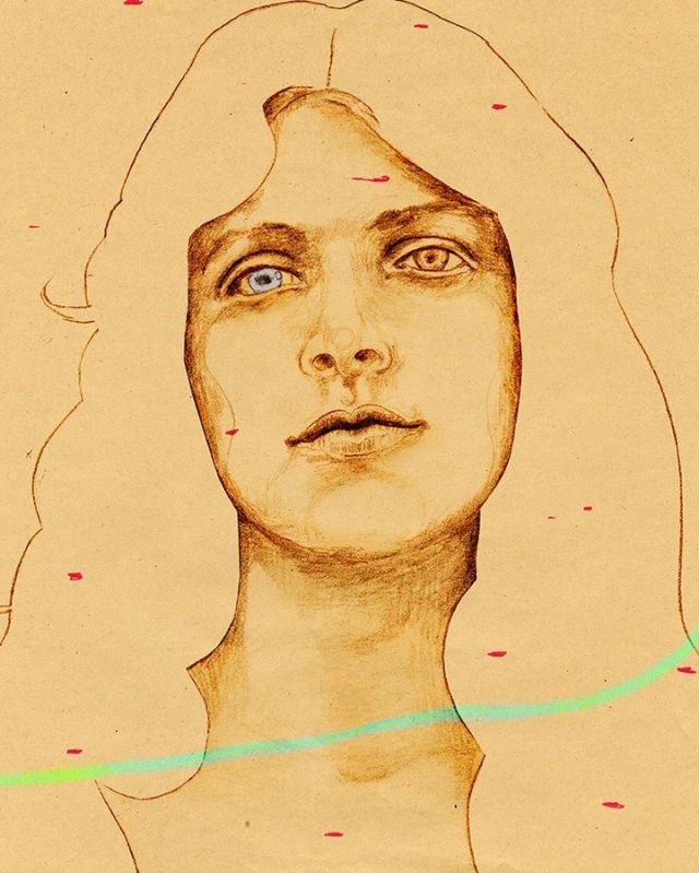 personal work: the woman with a blue eye. #birgitlangillustration #oneeyeblue #drawings #artprints