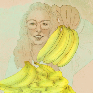 Birgit Lang animierte Illustration - Stern - Bananenfrau, TikTok, Instagram