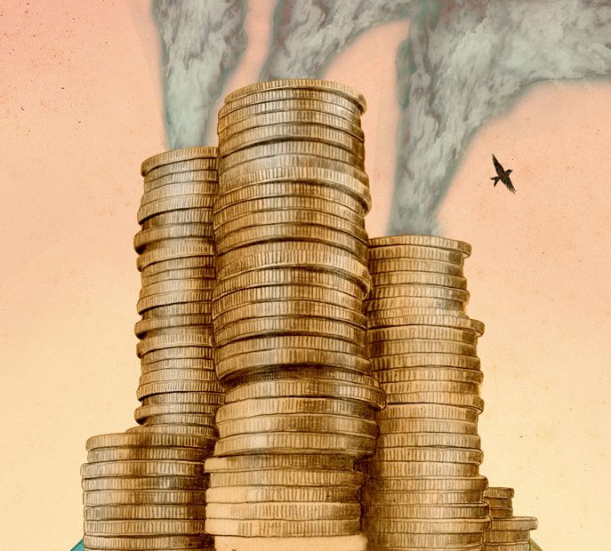 sonntagszeitung - illustration birgit lang - "warum reiche länder kaum etwas gegen den klimawandel unternehmen"