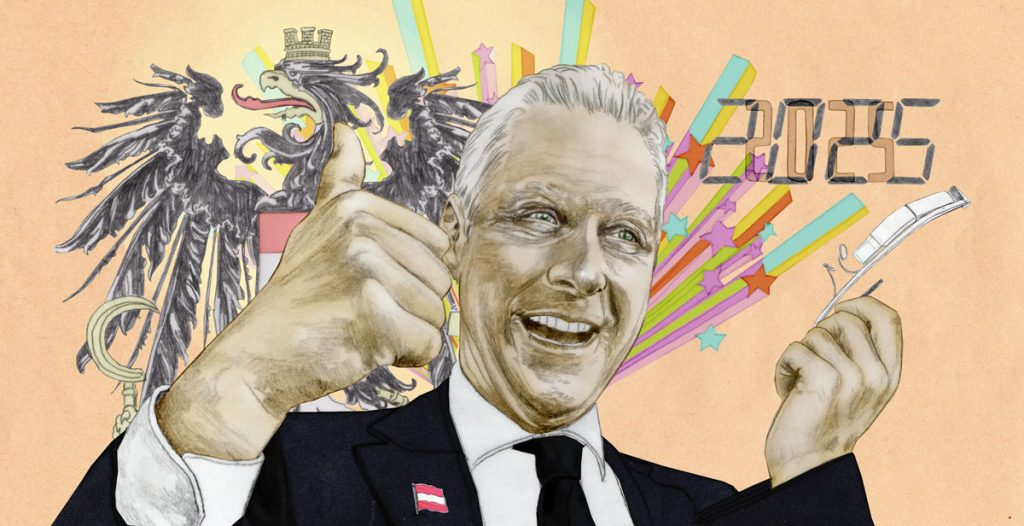 birgit lang illustration - die zeit österreich „10 jähriges jubiläumsheft - wie schaut Österreich 2025 aus?“